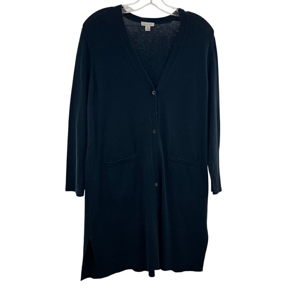 J. Jill Women's Long Sleeve V-Neck Button Up Cardigan Navy Size Medium